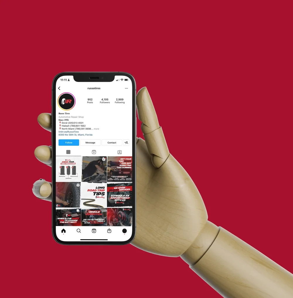 Russo Tyres Instagram profile mockup