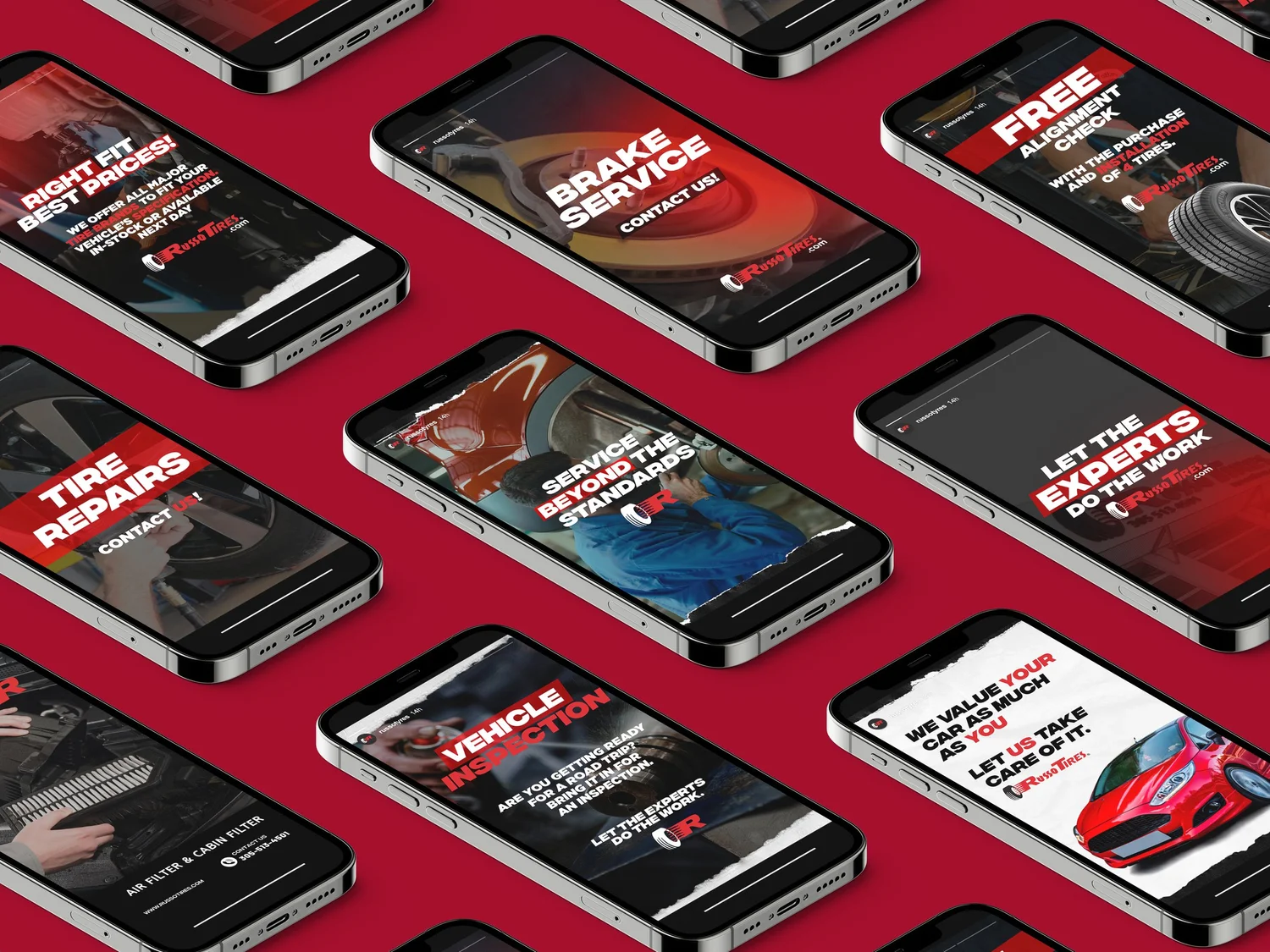 Russo Tyres Instagram stories mockup