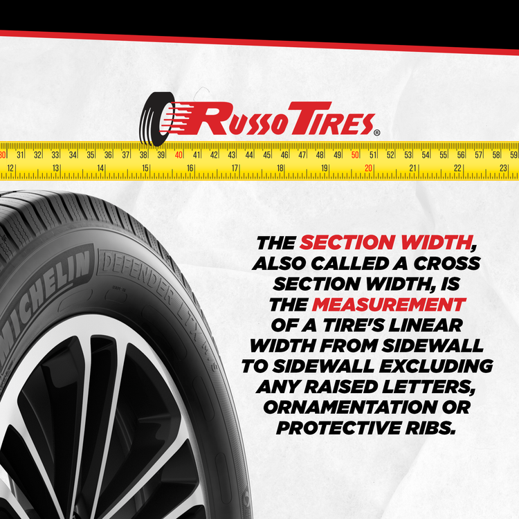 Russo Tyres social post — tire specs