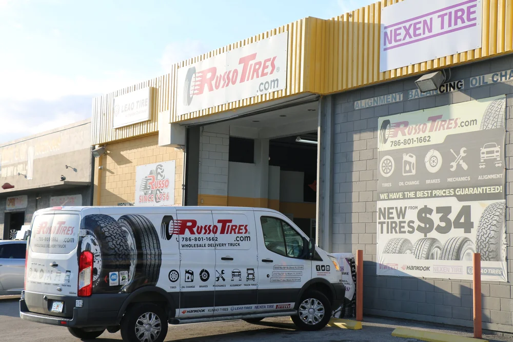 Russo Tyres social post — tire diagram
