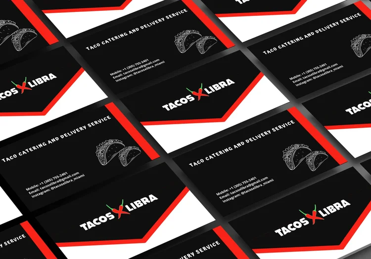 Tacos x Libra — business card grid