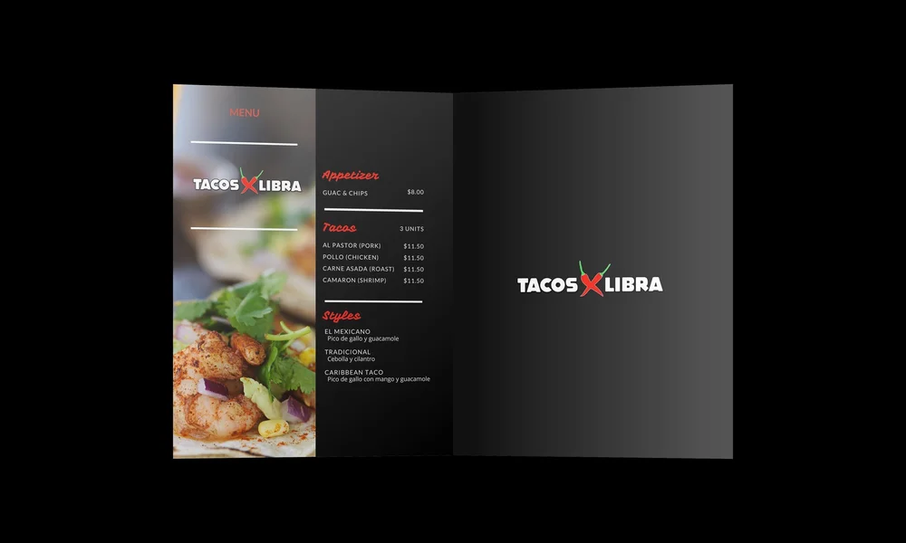 Tacos x Libra — trifold menu